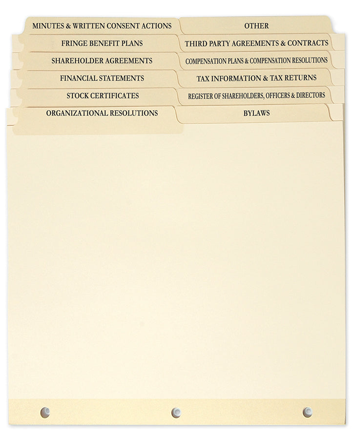 Corporate Document Tabs - Set of 12 ($4.23 ea., sold in cases of 6)