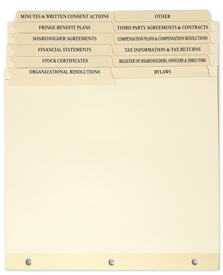 Corporate Document Tabs Set of 12 (4.23 ea., sold in cases of 6) Lee Printing Services Binders