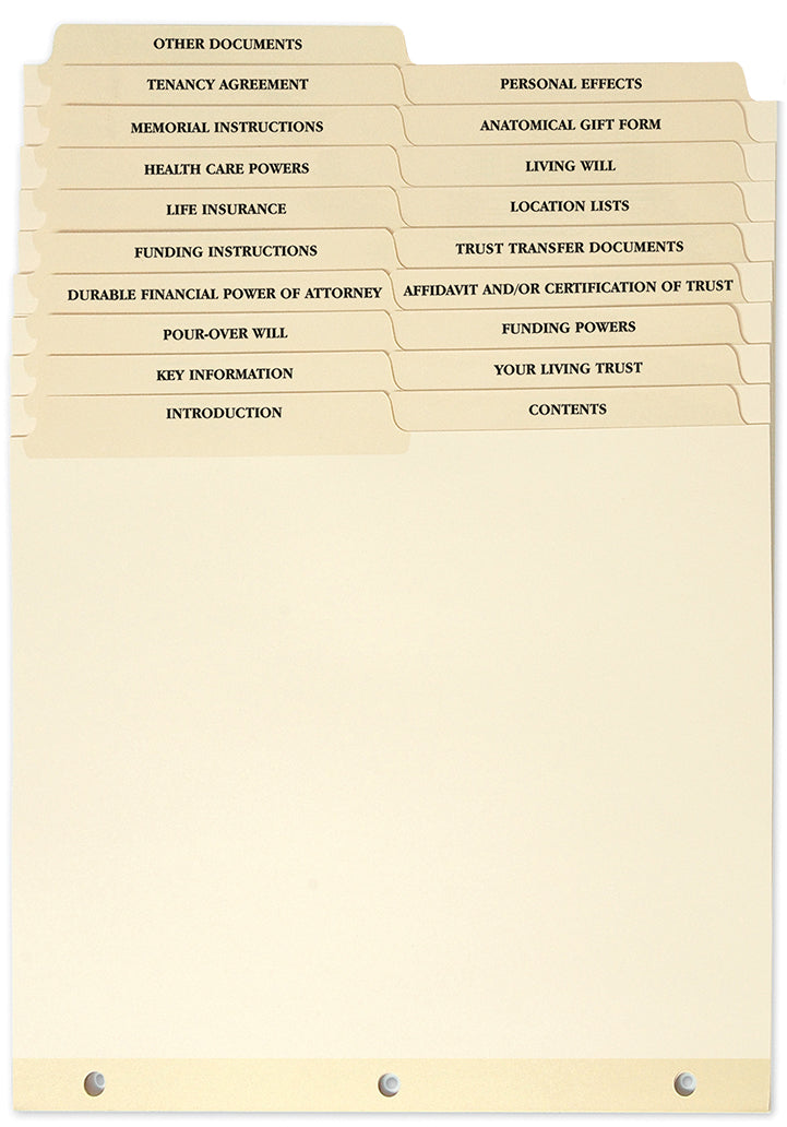 Trust Administration Tabs Set of 19 Lee Printing Services Binders