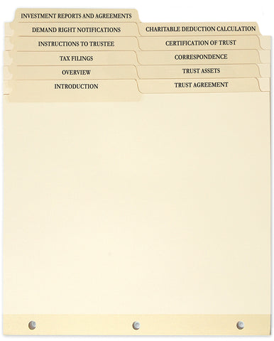 Irrevocable Trust Tabs - Set of 11 ($3.95 ea., sold in cases of 6)