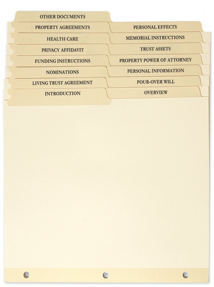 Estate Planning Tabs Set of 15 (4.52 ea., sold in cases of 6) Lee Printing Services Binders