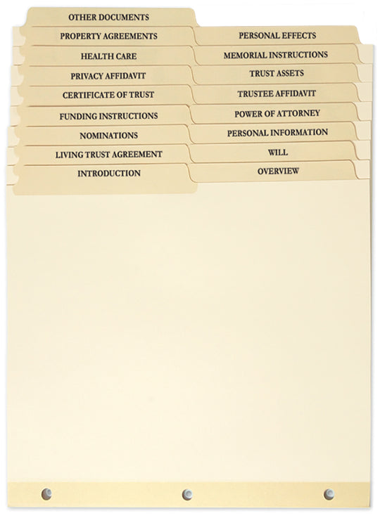 Estate Planning Tabs Set of 17 (4.68 ea., sold in cases of 6) Lee Printing Services Binders