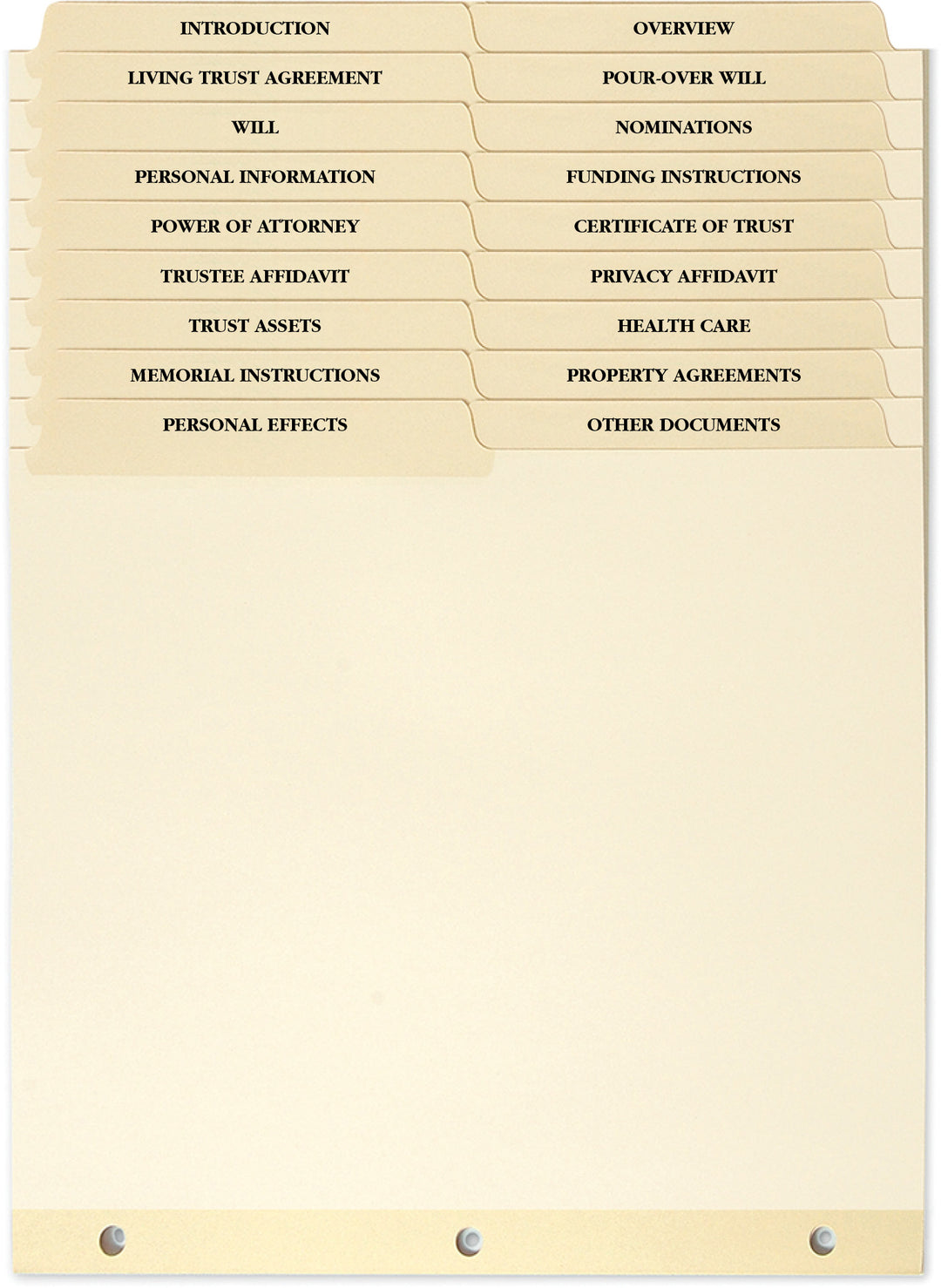 Estate Planning Tabs sets of 18 (4.94 ea., sold in cases of 6) Lee Printing Services Binders