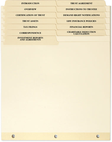 Irrevocable Trust Tabs - Sets of 13 ($4.28 ea., sold in cases of 6)