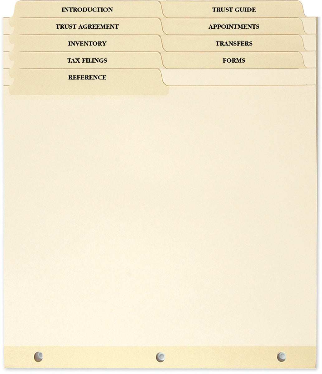 Gun Trust Tabs Set of 9 (3.61 ea., sold in cases of 6) Lee Printing Services Binders